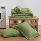 Love's cabin Twin Comforter Set Olive Green, 5 Pieces Twin Bed in a Bag, All Season Bedding Sets with 1 Comforter, 1 Flat Sheet, 1 Fitted Sheet, 1 Pillowcase and 1 Pillow Sham