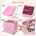 Lifewit Shoe Storage Organizer for Closet, Fabric Large Shoe Box Storage Containers with Clear Cover, Foldable Bins for Boots Heels Sneakers Fits 36-48 Pairs (Each 12-16 Pairs) 3 Pack Pink