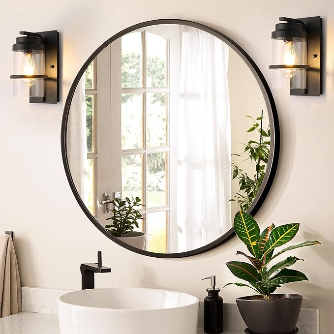 Black Wall Sconce Indoor,Rustic Bathroom Vanity Light Fixtures,Entryway Wall Sconces Lights,Wall Lights for Living Room(Bulbs not Included)