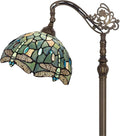 Tiffany Floor Lamp Sea Blue Stained Glass Dragonfly Style 12X12X67 Inch Angle Adjustable Arched Gooseneck Antique Reading Light