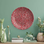 Ceramic Plates, Asian Decorative Ceramic Plates, Modern Autumn Season Wavy Holiday Festival, 10 Inch, Household Plates Decorative, Rose Ruby Red