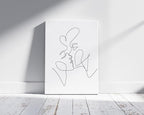 Y2K BOO Kissing Couple Wrapped Canvas Wall Art Romantic Intimacy Continuous Line Drawing 16x20 Inch Gallery Stretched Modern Home Love Art Decor