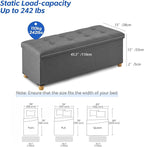 BRIAN & DANY 43 Inches Folding Storage Ottoman Bench, Ottoman with Storage Bench for Bedroom, Living Room, Entryway, Foot Rest with Legs, Dark Gery