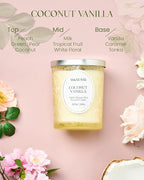 M&SENSE Coconut Vanilla Scented Candle, Cracking Wooden Wick Soy Wax, 18oz 100 Hours Long Lasting Clean Burn, Large Jar Candles for Home Decor, Non-Toxic Relaxing Aromatherapy Gifts for Women