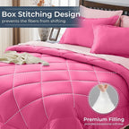 HEVUMYI Hot Pink & Baby Pink King Comforter Set - 7-Piece All Season Bed in a Bag King, Ultra Soft Bedding Set with Comforter, Flat Sheet, Fitted Sheet, Pillowcases, Pillow Shams
