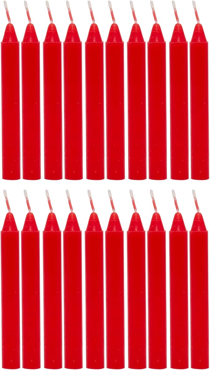 Alternative Imagination Red Chime Candles - 20 Pack of Unscented 4 Inch Mini Taper Candles - Dripless Long Burning Ritual Candles for Meditation, Spell Work, Birthdays, Ceremonies & Home Decor