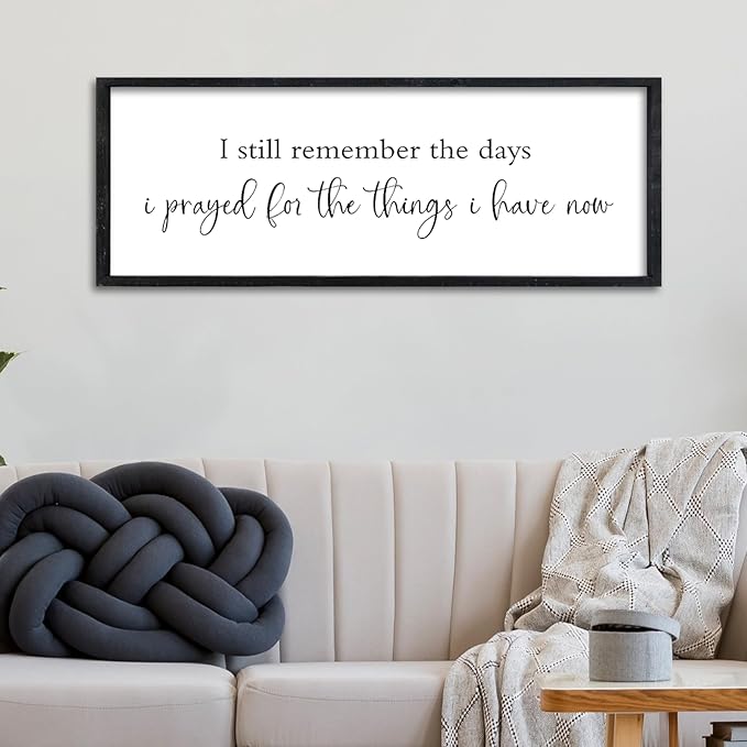Surfapans Bible Verse Christian Wall Decor I Still Remember the Days I Prayed Sign 32"×12" Scripture Inspirational Quotes Living room Large Horizontal Religious Motivational Wall Hanging Art (Black)
