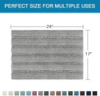 H.VERSAILTEX Bathroom Rugs Bath Rugs for Bathroom Non Slip Bath Mats Extra Thick Chenille Striped Rug 17" x 24" Absorbent Soft Shaggy Washable Dry Fast Bath Mats for Bath Room Floor - Dove