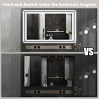 60x36 LED Mirror for Bathroom - Black Aluminum Framed (Front and Backlit),Anti-Fog Stepless 3 Colors Dimmable Lighted Smart Bathroom Mirror with Lights(Horizontal/Vertical)
