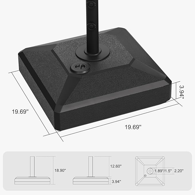 PURPLE LEAF Market Table Umbrella Base PL232ML Patio Outdooor Table Umbrella Base Weighted Square Stand
