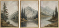 MUDECOR Framed Wall Art Print Set Mountain Landscape Nature with Trees, Lake, and Mountains, Rustic Illustrations Modern Art Decorative Colorful for Living Room, Bedroom, Office - 24"x36"x3 Natural