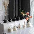 JOJUNO Black Bud Vases, Small Ceramic Vase Set of 5, Mini Pottery Vases for Flowers, Decorative Vases for Home Modern Decor, Boho Decor, Chic Vases for Living Room Dining Table Shelves