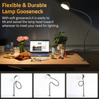 Long Gooseneck Clamp Lamp, Clip Desk Lamp with Clamp, 10W, 1100 LMS, 3 Color Modes, 10 Brightness Levels, 31 Inches Long Flaxible Gooseneck, Perfect for Craft, Reading, Home, Office