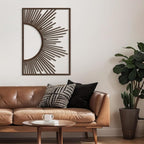 SIGNLEADER Metal Wall Art Decor Shining Sun Minimalist Modern Abstract Wall Sculpture Hangings Home Decoration for Living Room, Bedroom, Bathroom, Kitchen, Outdoor - 18" Bronze