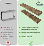 24" Acacia Chevron Floating Shelves Set of 2 - Wall Mounted Wooden Shelf for Stylish Home Décor - Walnut Color - 24x6.7x1.5 Inches