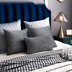 Grey Striped Decorative Pillow Cases: 2 Pack 12x20 Inch Original Velvet Rectangular Throw Pillow Covers for Farmhouse Couch