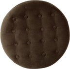 Homepop Home Decor | Upholstered Round Velvet Tufted Foot Rest Ottoman | Ottoman with Storage for Living Room & Bedroom | Decorative Home Furniture, Brown Velvet