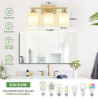 3-Light Bathroom Light Fixtures, Brushed Gold Vanity Light with Milky White Shades, Bathroom Lighting Fixtures Over Mirror, Modern Bathroom Wall Lamp for Mirror Living Room Cabinet Bedroom