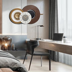 37.8x23 Inch Large Mid-Century Modern Wall Clock, Oversized Wood and Metal Frame Brown Decorative Clock for Living Room, Kitchen, Bedroom, Office