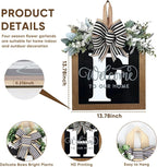 Ultra Large 14'' Last Name All Year Round Front Door Wreath with 26 Initial Letter Welcome Sign All Seasons Eucalyptus Garland and Bow Wreaths for Front Door Porch Farmhouse Decoration (F)