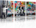 Novatique Street Graffiti Wall Art Banksy Canvas Wall Art Street Art Graffiti Painting Print Colorful Pop Art Wall Decor for Living Room Bedroom,12" x 16" x 3Pcs