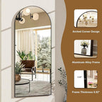 HARRITPURE 56"x21"Full Length Mirror Arch Floor Mirrors with Aluminum Alloy Frame Free-Standing Wall Mounted or Leaning Large Bedroom Dressing Mirror Modern & Contemporary Decor for Home,Black