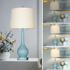 26" Coastal Table Lamps Set of 2, 3-Way Dimmable Touch Control Nightstand Lamps for Bedroom with USB A+C Ports, Modern Farmhouse Bedside Lamp for Living Room, Retro Blue (2 LED Bulbs Included)