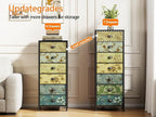 Furnulem Tall Dresser for Bedroom with 7 Fabric Drawers, Vintage Dressers & Chest of Drawers, Vertical Storage Tower Organizer Unit Retro Bedside Furniture in Closet,Living Room,Nusery,Dorm,Entryway
