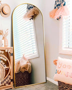 Arched Full Length Mirror, Floor Mirror with Stand, 64"x21", Wall Mirror Full Length, Gold Floor Length Mirror, Gold