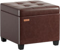 17.7 inches Synthetic Leather turfed Ottomans Cube with Legs, Metal-Framed Square Storage Ottoman Foot Rest Stool Holds 770 LB for Dorm Living Room Bedroom Brown UASND63R