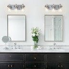 Bathroom Vanity Light, 3 Light Bathroom Light Fixtures with Clear Glass Shade, Polished Chrome Vanity Light Fixtures Over Mirror for Bedroom Living Room,E26