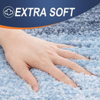 OLANLY Bathroom Rug Set 2 Piece, Soft Absorbent Microfiber Bath Mats and U-Shaped Contour Toilet Rug, Non-Slip, Machine Wash Dry, Plush Shaggy Bath Mats for Bathroom (24"x16"+24"x20", Blue)