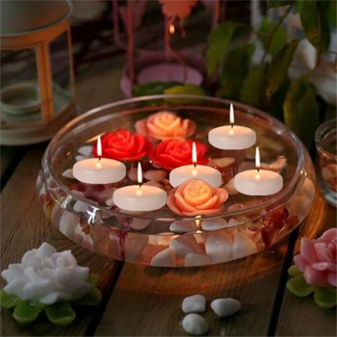 12 Pack White Floating Candles, 3 inch Unscented and Non-Dripless Wax Burning for 13-15 Hours, Floating Candles Used for Cylindrical Vases Centerpieces Parties Wedding and Home Decorations