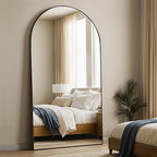 MISSDAY Oversized Arched Full Length Mirror, 83"x44" Black Full Body Mirror with Stand, Floor Mirror Large Free Standing, Leaning or Hanging, Aluminum Frame Mounted Mirrors Wall Mirrors for Bedroom