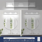Bathroom Vanity Lighting Fixtures Over Mirror (3-Light, 24-Inch) Dimmable Modern LED Bathroom Wall Lighting Fixtures, Chrome (3000K/3500K/4000K/5000K/6000K)