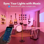 luckystyle Smart RGB+IC Corner Floor Lamp,Bright LED Tall Modern Floor Lamp with APP and Remote,Ambient Lighting Color Changing Standing Lamps with Music Mode and Timing for Living Room,Bedroom,Party