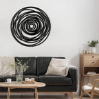 SIGNLEADER Metal Wall Art Decor Abstract Geometric Circles Minimalist Modern Abstract Wall Sculpture Hangings Home Decoration for Living Room, Bedroom, Bathroom, Kitchen, Outdoor - 24" Black