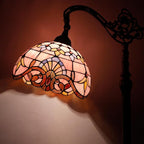 WERFACTORY Tiffany Floor Lamp Pink Baroque Stained Glass Arched Lamp 12X18X64 Inches Gooseneck Adjustable Corner Standing Reading Light Decor Bedroom Living Room S003P Series