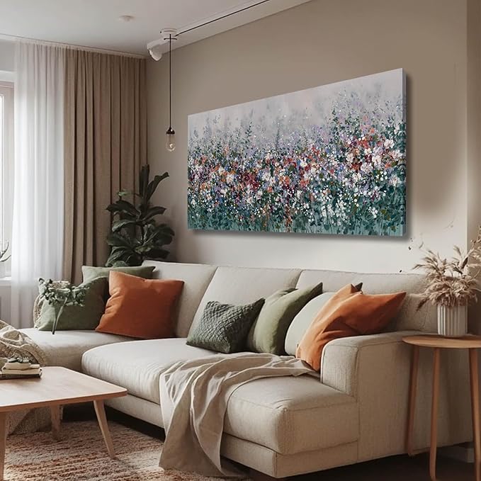 Colorful Flowers Wall Decor for Living Room Countryside Framed Wall Art for Office 24x48 Inch Botanical Canvas Photo Prints for Bedroom