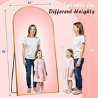 Full Length Mirror, 76" x 34" Arched Full Body Mirror Large Standing Floor Mirrors, Mirrors for Bedroom, Bathroom, Living Room Standing or Wall Leaning, Gold