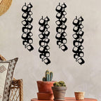 ruelen Mid Century Abstract Metal Wall Art Sculpture - Textured Geometric Decor, Set of 4, 3D Black Vertical and Elegant Design for Living Room, Bedroom, Office, Home (15.7x3.9in)