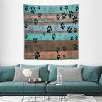 VUMIVI Dog Paw Print Tapestry Rustic Farmhouse Vintage Wood Paneling Home Decor Tapestry Wall Hanging for Living Room Bedroom Dorm Classroom Aesthetic Decor W60xL60in