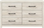 Signature Design by Ashley Cambeck Farmhouse Industrial 6 Drawer Dresser, Whitewash