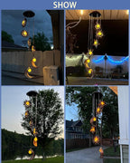 Tryme Solar Wind Chimes for Outside with Sun Moon Star Solar Hanging Lights Windchimes Outdoors Garden Decor Gifts for Mother, Grandma, Sister