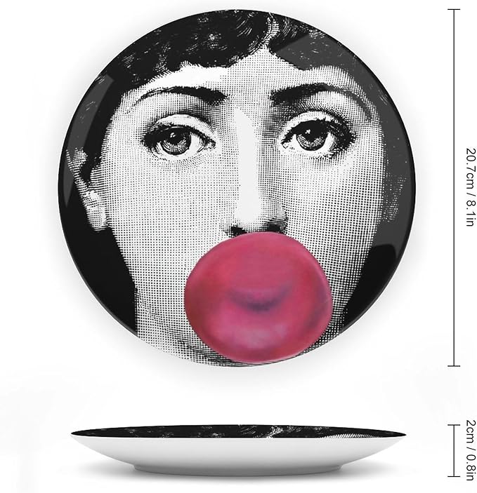 Lina Cavalieri Plate, Wall Decorative Plate, Mysterious Face Plate Wall Hanging Decoration,Including Bracket and Special Spring Hook, 8inch, Style6