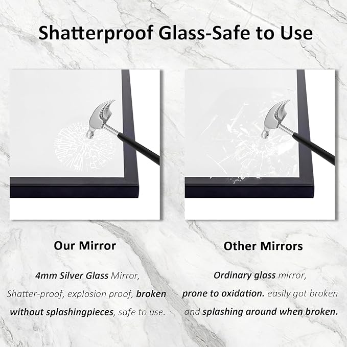 Black Arched Mirror for Bathroom, 36"x24" Bedside Mirrors for Wall with Modern Antique Metal Frame, Large Scalloped Entryway Decor