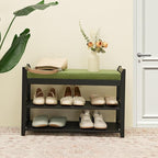 Shoe Rack Bench with Storage 27.6 in, Black Shoe Storage Bench with Cushion for Entryway, Hallway, Bedroom, Living Room