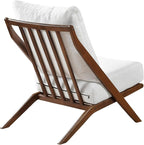 Lexicon Modern Accent Chair, Pascal Brown Solid Rubberwood Frame, Woven Chenille Upholstered Armless Chair with Reversible Cushions and Removable Covers, for Living Room, Bedroom and Office, Beige