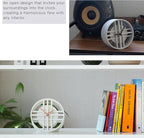AonT Design Modern Desk Clock (Korean Lattice Pattern) Silent Analog Minimalist – Made in Korea Decorative Shelf Clock for Table and Living Room Decor (Grey)