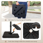 PHI VILLA Cantilever Patio Umbrella Base Weight 4 PCS, HDPE Heavy Duty Square Design, 317 lbs Filled Weight, Offset Patio Umbrella Stand for Poolside Backyard, Black